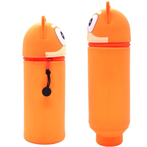Trousse Ecole 2 en 1 en Silicone Souple Kawaii, Porte-Plume, Fermeture Eclair en Silicone, Chien...
