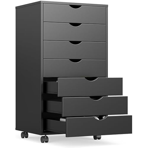 OLIXIS 7 Drawer File Cabinet on Wheels, Printer Stand