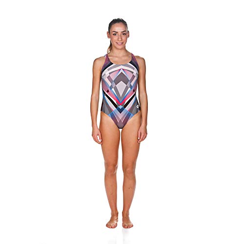 Arena - Womens Engineered Swimsuit PRO Back - MaxLife ONE Piece Suit FL Grey-Black
