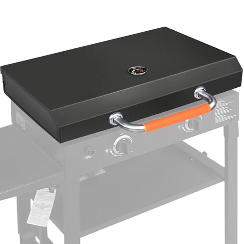 Hinged Lid for Blackstone 28 inch Griddle Hood Hard Cover Hinged Lid with Thermometer for Blackstone 28 Grill Griddle Lid 1517 1853 1605 1856 Replacement Parts Tabletop Accessories