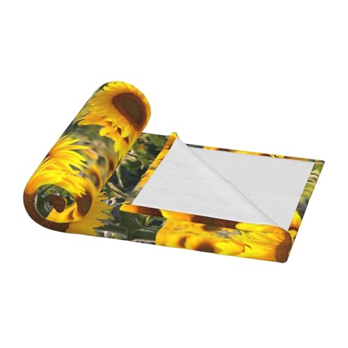 Couverture douce et chaude grand format lit canapé camping tournesol - 4
