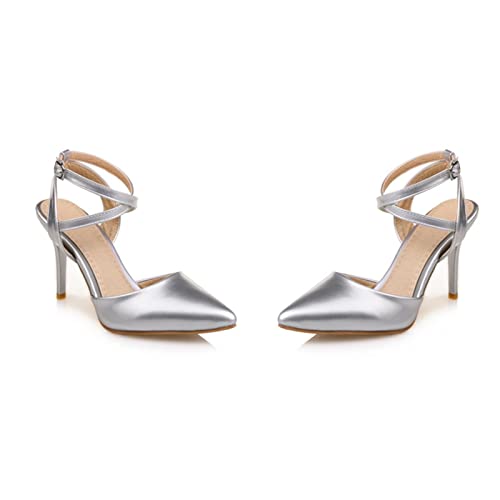Talons hauts d'exception argentés en taille 15 au design haute couture