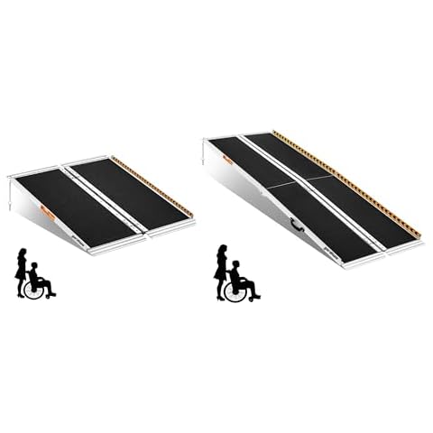 gardhom Bundle Portable Ramp 3FT 6FT Non Skid Aluminum Folding Wheelchair Ramp Handicap Ramp Wheel Chair Ramp for Home Entrance Threshold Doorways Stairs Curbs Scooter Cover