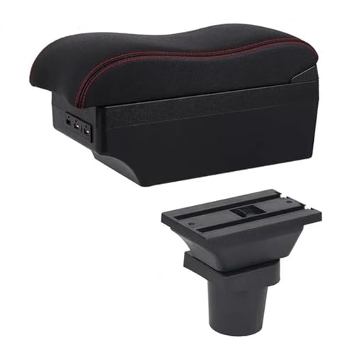 車用アームレスト センターコンソール 収納ボックスに適合するヤリスに適合するヴィッツ ハッチバック 1998 1999 2000 2001 2002 2003 2004-2011用(E2 Red Line)