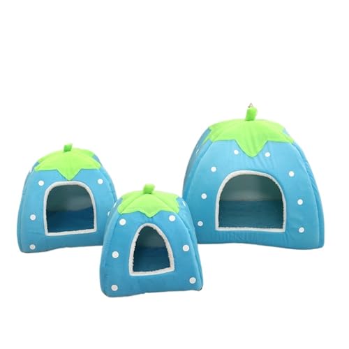 Maison chat chaude en éponge avec son coussin lavable bleu - 2