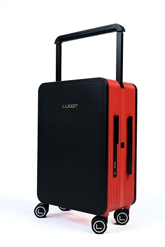 Image of Cabin Trolley Carry on Bag-Dual Tone Premium Plus | Wide Telescopic Handle | Toughest Designer Trolley Bag (Black /Red-20) Travel Luggage