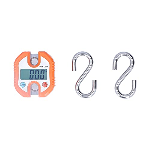 Hyuduo Báscula Colgante Digital, Mini Herramienta de Grúa para Equipaje y Compras, Capacidad de 150 Kg, Pantalla de Doble Precisión, Báscula de Gancho Portátil (ORANGE)