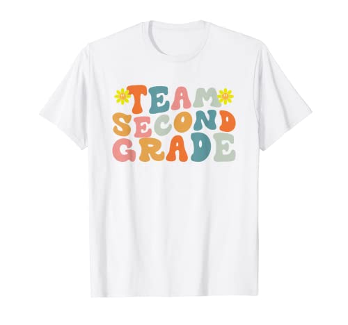 Team Second Grade Retro Teacher Student Kids Back to School Camiseta