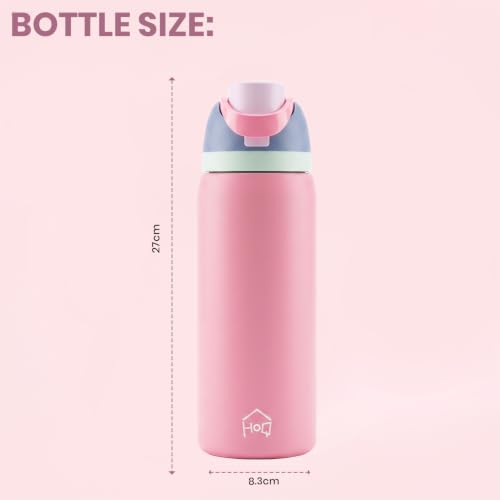 Image of House of Quirk Sippease Stainless Steel Water Bottle with Straw for Sports and Travel BPA-Free 950ML (French Pink)