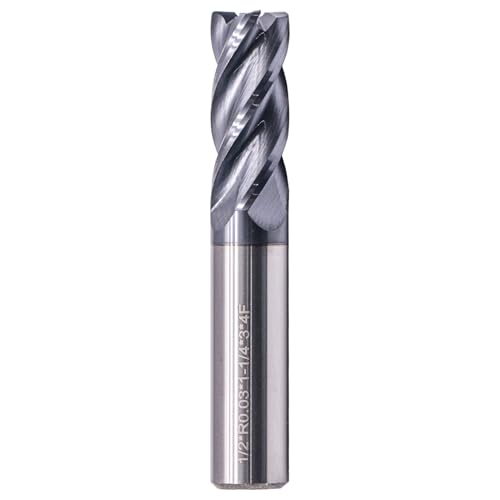 Image of 1 /2 inch 4 Flute Solid Carbide End Mill, 0.03 inch Corner Radius, AlTiN Coated | 30 Degree Helix, 1 /2 inch Cutting Diameter, 1 /2 inch Shank Diameter, 1-1 /4 inch Length of Cut, 3 inch Overall Length