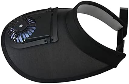 Sun Visor Hats with Fan, Fan Visor Hat Cooling Hats for Women/Men/Kids for Hot Weather, Adjustable Elastic Buckle (Black)