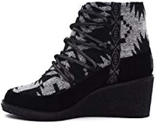 Pendleton Women's Islegate Lace-Up Wedge Wool & Waterproof Suede Spider Rock Black, 10