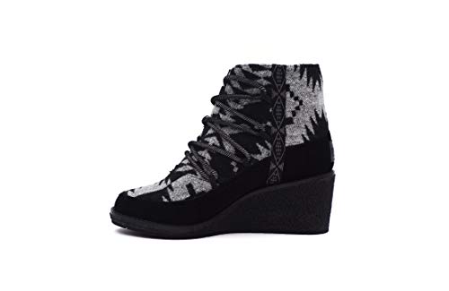 Pendleton Women's Islegate Lace-Up Wedge Wool & Waterproof Suede Spider Rock Black, 10