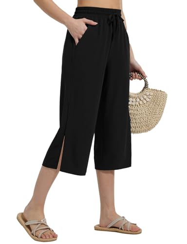 baleaf Women's Capri Beach Pants Wide Leg Quick Dry Lightweight Capris UPF50+ Casual Sweatpants Swim Pants