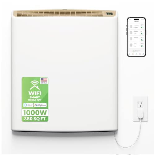 Smart EnviMAX 1000W Wi-fi Plug-in Electric Wall Heater - Energy Efficient Smart Heaters for Large...
