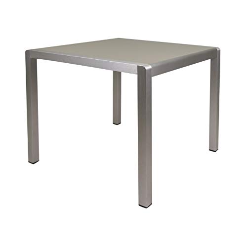 Great Deal Furniture 307016 Comedor Exterior Louie Coral - Aluminio anodizado - Mesa de Mimbre - Cuadrada, Plata 35", Gris + Gris Cover