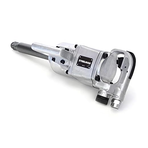 Steelman 1-Inch Drive 1,900 ft-lb Heavy Duty Air-Powered Impact Wrench with 6-Inch Extended Anvil, Twin Hammer Design, Variable Speed