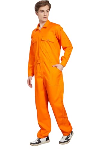 Image of TrendyUniform Plain Boiler Suit /Men'S Cotton Coverall /Coverall For Industrial /Full Sleeves Coverall /Mechanic Painter Workwear, Size-Small, Colour-Orange