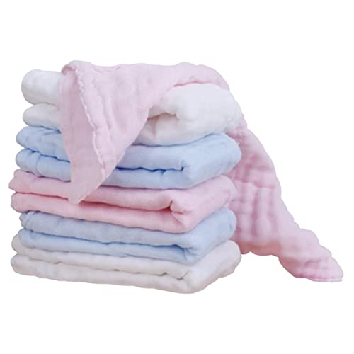 LIFKOME 6Piezas Toallas de Niño Niña Toallas de Lactancia de Absorbentes y Multiusos Limpiar Cara y Cuerpo Azul Rosa