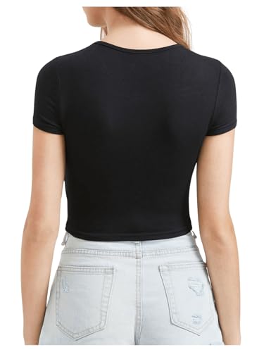 SweatyRocks Women's Basic Short Sleeve Scoop Neck Crop Top2