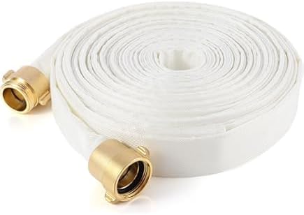 AKW Fire Hose - 1-1/2" ID x 100 FT Single Jacket TPU Firefighter Hose with M × F NST/NH Brass Couplings 750 PSI Burst Pressure Lightweight for Use in Firefighting Connectors (100 ft.)