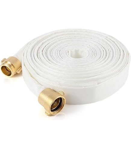 AKW Fire Hose, White, 1-1/2" ID, 500 PSI Burst Pressure, M x F NST Brass Connectors (100 ft.)