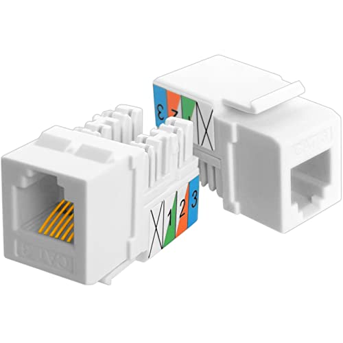 NECABLES 5Pack CAT3 Telephone Keystone Jack Phone Keystone Jack Punch Down Type 110 IDC to RJ11/RJ12 6P6C Female White