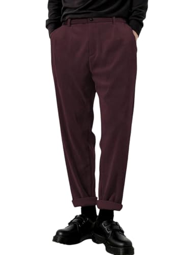 Image of KOTTY Men's Solid|Button|Straight|Regular fit|Corduroy Trousers|Pant for Men
