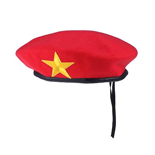 Amosfun Sombrero clásico de Marinero Capitán Rojo Traje Yate Gorra Performance Baile de Lana Boina (Estrella Amarilla)