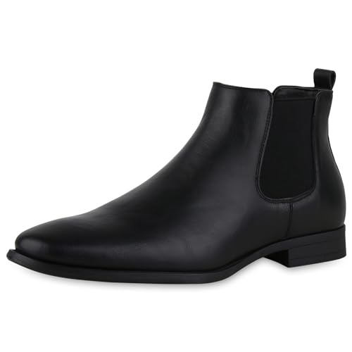 VAN HILL Stylische Herren Chelsea Boots Business Schuhe Stiefel 126701 Schwarz 44