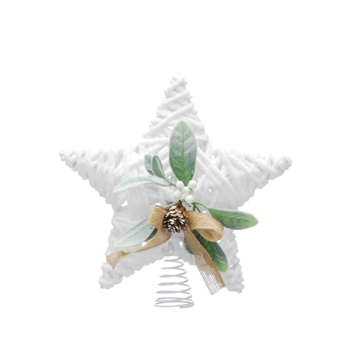Estrella de ratán blanco decorada para árbol de Navidad de 30 cm 2