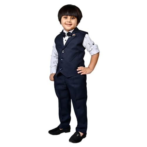 Image of Kids Ethnic Suit Set I 3 Piece Party Suit for Boys | Kids Suit Set Shirt, Pant & Waistcoat I Birthday Boys Party Dress
