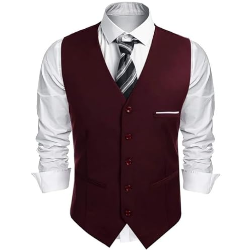 Men's Slim Fit Suit Vest V Neck Sleeveless Business Wedding Formal Casual Solid Color Vest2