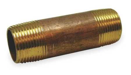 Nipple, Red Brass, 1/4 x 1 1/2 In, Threaded