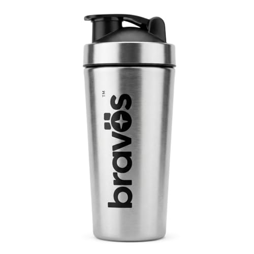Image of Bravos Stainless Steel Protein Shaker | Leakproof, Easy Clean Cap, 750 ML | 304 BPA Free | Gym Bottle