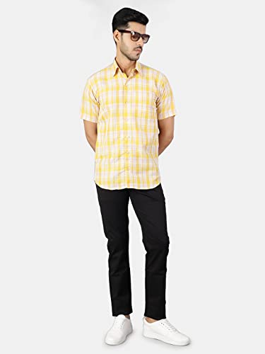 Image of Cotton Yellow Checkered Shirt
