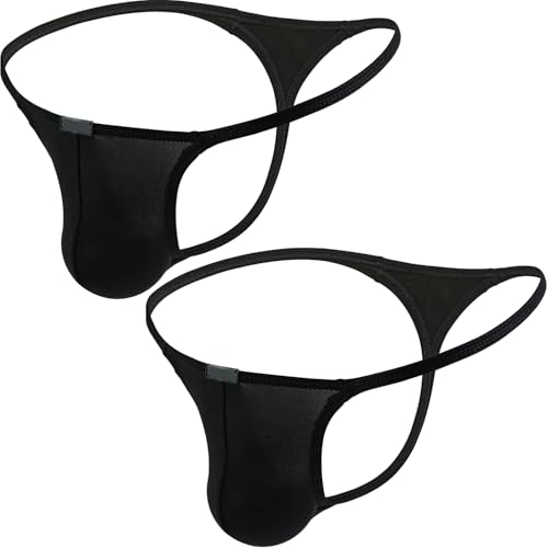 Men's Low Rise G-String Underwear Silky T-back Bulge Underpanties for Men