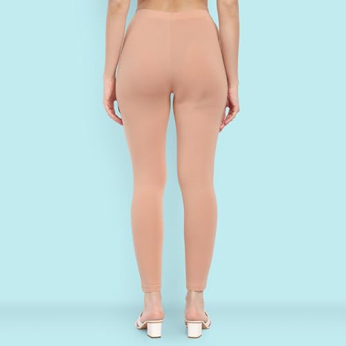 Image of ONE SKY Women Full Length Leggings | Cotton Modal Spandex Blend | High Waist Stretchable & Bio-Washed Fabric | Colour-Lock Technology | Comfortable Leggings for Women