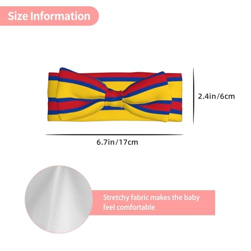 Flag of Colombia Bow headband, children's elastic bow hair accessories, 0-6 months, hair bows for newborns, infants, toddlers2