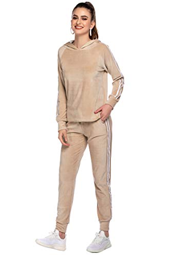 Hotouch Womens Long Sleeve Crewneck Pullover Tops and Long Pants Sweatsuit Two Piece Outfits Lounge Set Athletic Tracksuits Khaki S