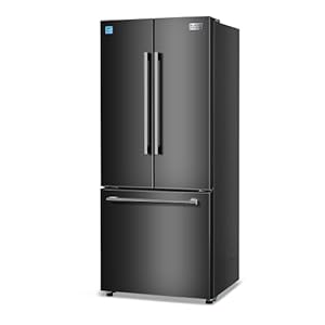 BLACK+DECKER 16 Cu. Ft. French Door Refrigerator with Built-in Ice Maker, Full Size Refrigerator with Bottom Mount Freezer Drawer, Frost Free, ENERGY STAR certified, BRF1600GIMB, Black