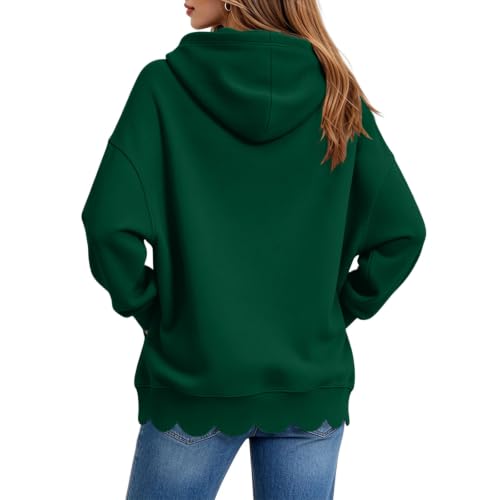 Scalloped Sweatshirt For Women Drawstring Long Sleeve Trendy Hoodie - image 4