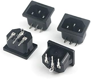 IEC320 C14 Right Angle 3 Pin Male Plug Chassis PCB Panel Power Inlet Socket Connector AC 250V/10A 4 Pcs