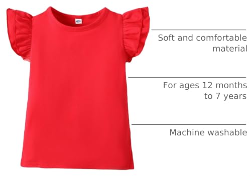Image of Magic Park 1-14Y Toddler Ruffle T Shirt Girls Solid Color Blouse Kids Girl Short Long Sleeve Tops Casual Tee