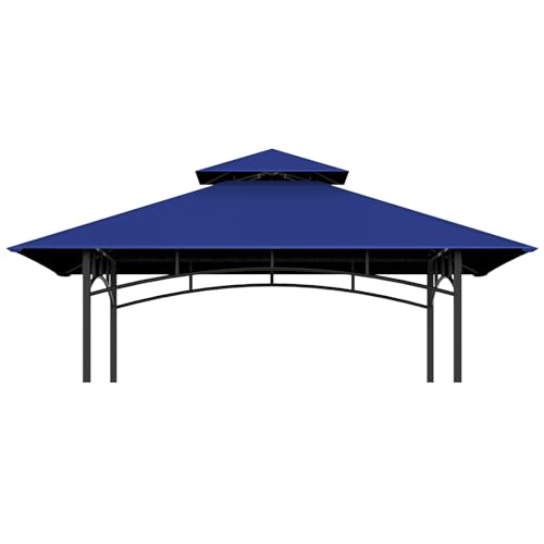 Grill Gazebo Replacement Top, 5 * 8 Outdoor BBQ Top Cover, Double Layer BBQ Gazebo Top Canopy for Model #L-GG001PST-F (Blue)
