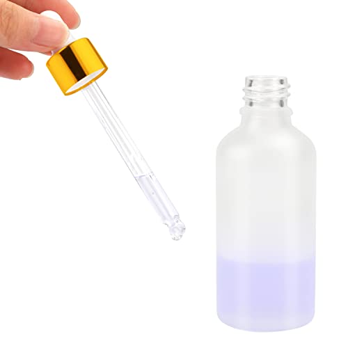 6 Pack Drop Bottle for Essential Oils, Empty Glass Holder With Glass Eye Dropper, Golden Cap Travel Perfume Container - Pipette & Funnel included (50ml/1.7 fl oz)2