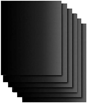 Beauenty 6pcs 0.2mm Thick Ptfe Rectangular Baking Mat, 33x40cm Non-stick Reusable BBQ Grill Mats, Black