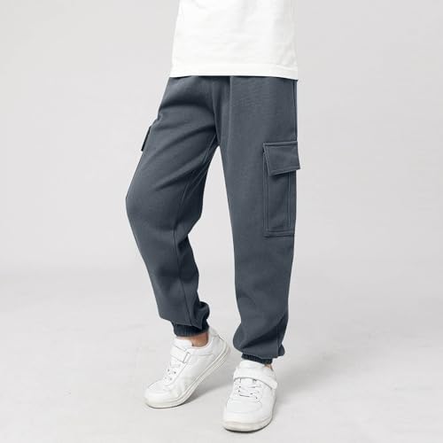 Boys Cargo Pants Casual Solid Color Pull On Trouser with Multi Pockets Soft Fashion School Pants for Boys 5-13 Years4