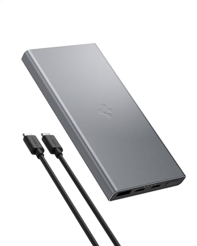Spigen ArcPack 10000mAh Power Bank, PD3.0, Fast Charging, 22.5W Max Output, 2 Type-C Ports, 1 USB-A Port - (Aluminum, Dark Silver)