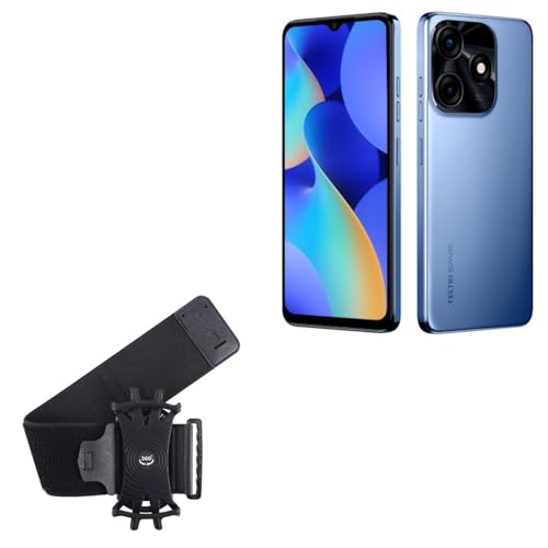 BoxWave Holster Compatible with Tecno Spark 10C - ActiveStretch Sport Armband, Adjustable Armband for Workout and Running - Jet Black